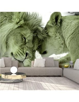 Fotomurale adesivo  Lion Tenderness (Green)